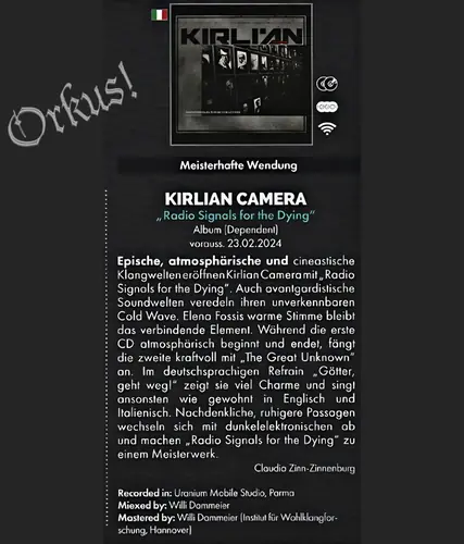 Kirlian Camera flyer